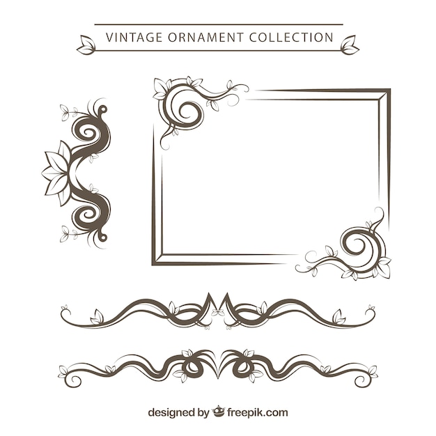 Free vector elegant vintage ornament collection