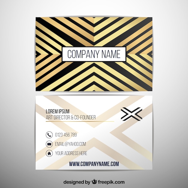 Elegant visiting card with gold forms