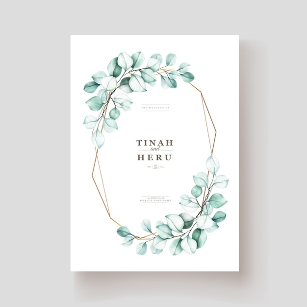 Free vector elegant watercolor eucalyptus invitation card