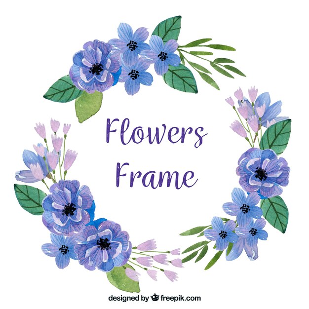 Elegant watercolor floral frame with circular style