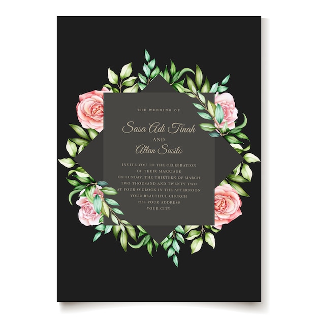 Free vector elegant watercolor floral invitation card template