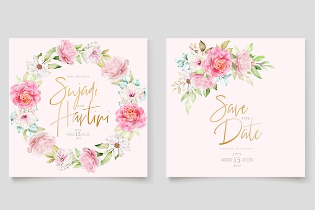 элегантный акварельный цветочный набор свадебных открыток