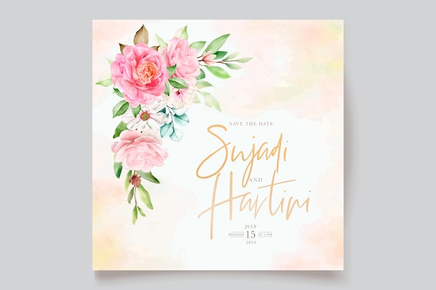 Бесплатное векторное изображение Элегантный акварельный цветочный набор свадебных открыток