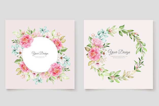 Elegant watercolor floral wedding card set