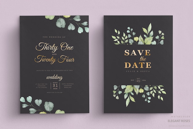 elegant watercolor floral wedding card