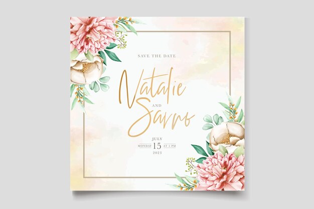 elegant watercolor floral wedding invitation card set