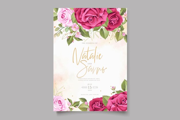 elegant watercolor floral wedding invitation card set