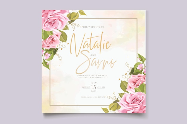 Элегантный акварельный цветочный свадебный пригласительный билет