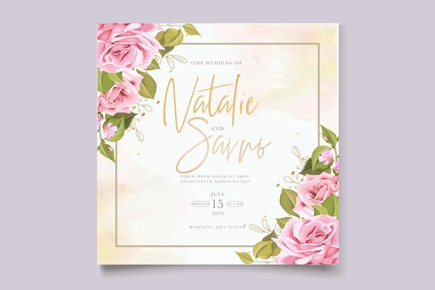 elegant watercolor floral wedding invitation card set