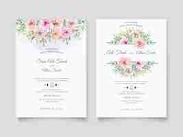 Vettore gratuito elegante design floreale dell'acquerello invito a nozze
