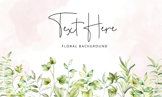 Elegant watercolor greenery leaves floral background