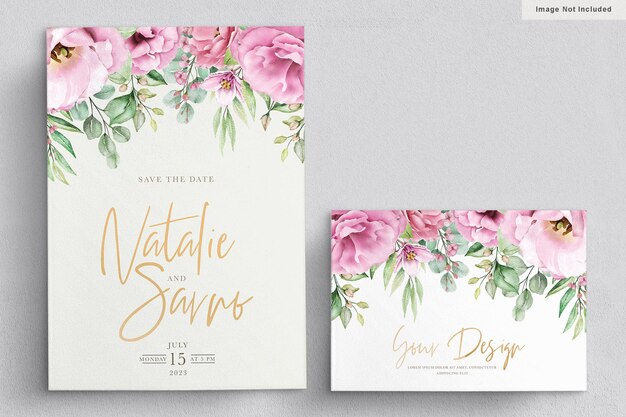 エレガントな水彩画手描き花の結婚式の招待カード