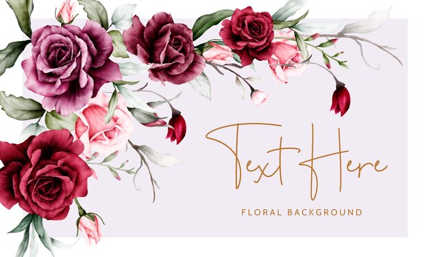 элегантный акварель бордовые розы цветок цветочный фон