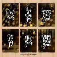 Free vector elegant watercolor new year 2019 card collection