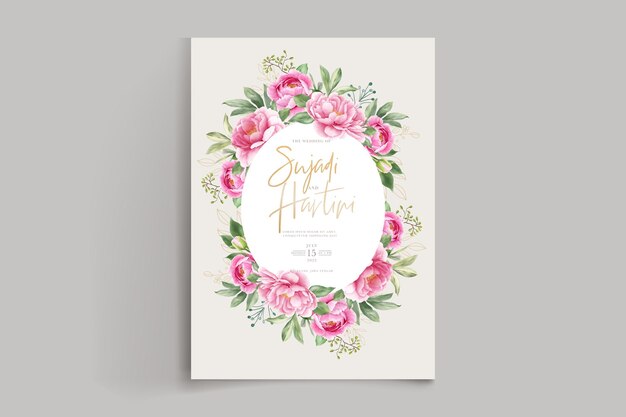 elegant watercolor peonies wedding card set