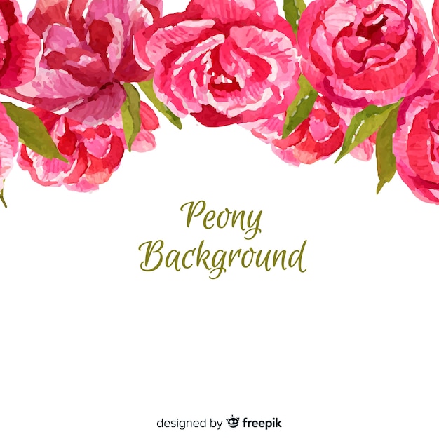 Elegant watercolor peony flowers background