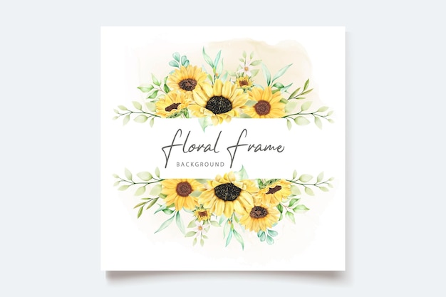 Free vector elegant watercolor sun flower invitation card template