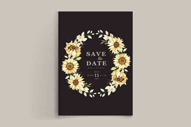 elegant watercolor sunflower invitation card