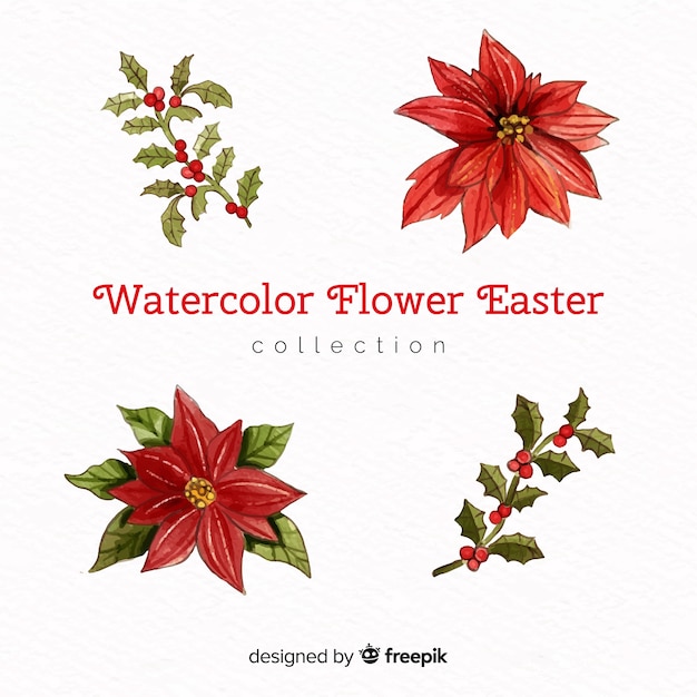 Free vector elegant watercolor winter flower collection