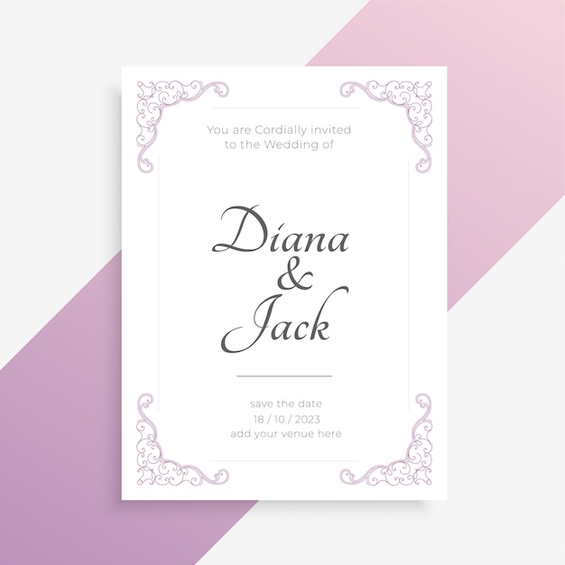 Elegant wedding card  in white color