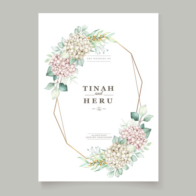 elegant wedding card with beautiful floral and leaves template