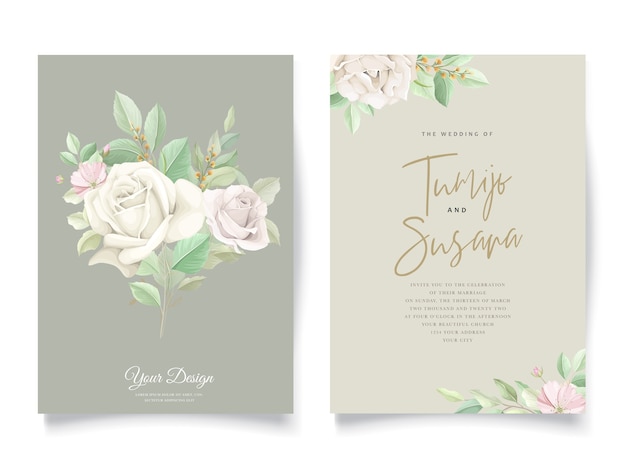 Free vector elegant wedding invitation card set