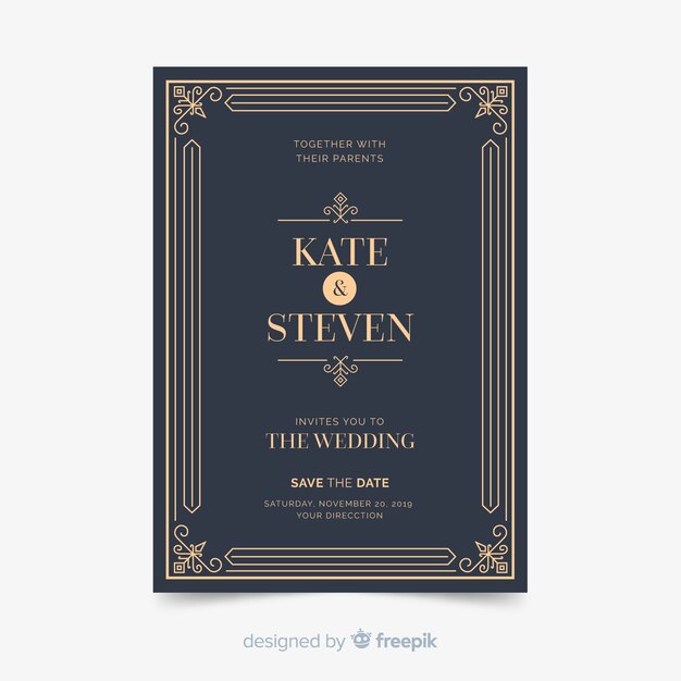 Elegant wedding invitation card template