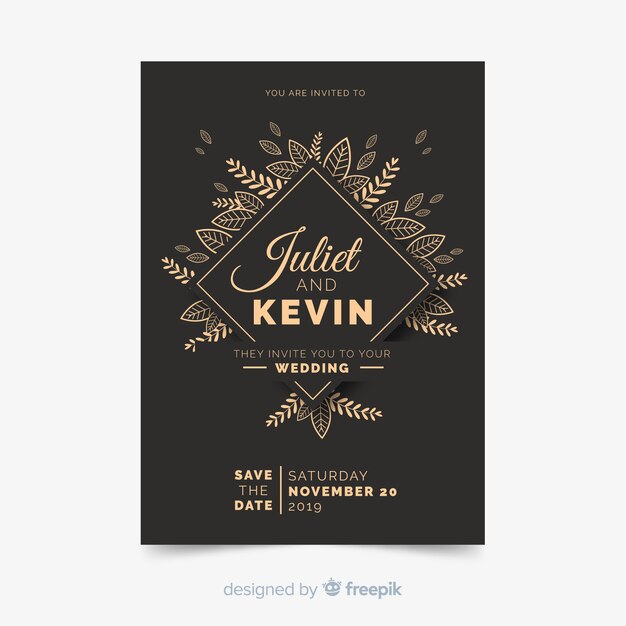 Elegant wedding invitation card template