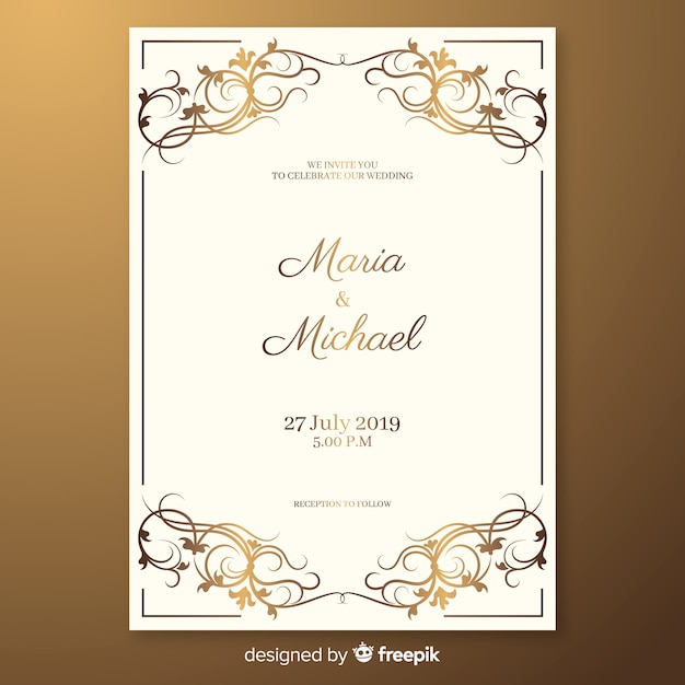 Elegant wedding invitation card template