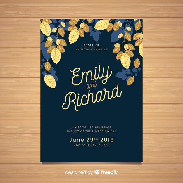 Elegant wedding invitation card template