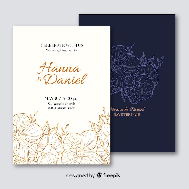 Free vector elegant wedding invitation card template