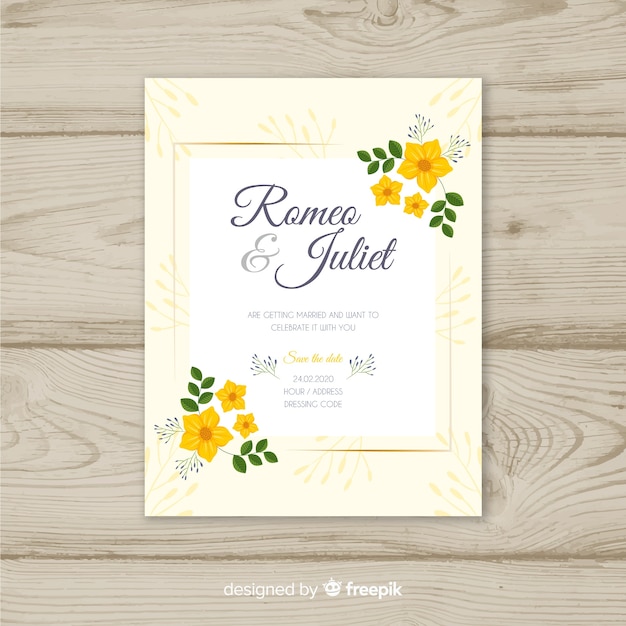 Modello di carta di invito matrimonio elegante