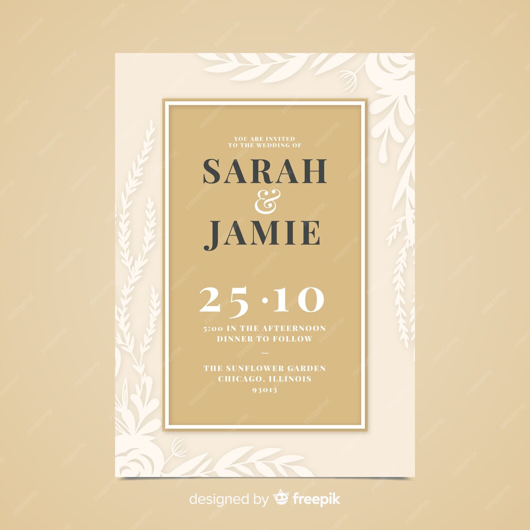 Free Vector | Elegant wedding invitation card template