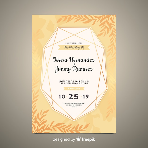 Free vector elegant wedding invitation card template