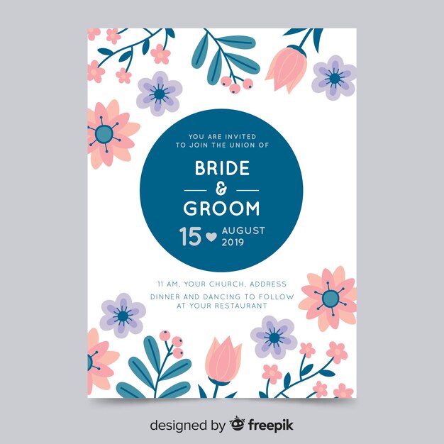 Free vector elegant wedding invitation card template