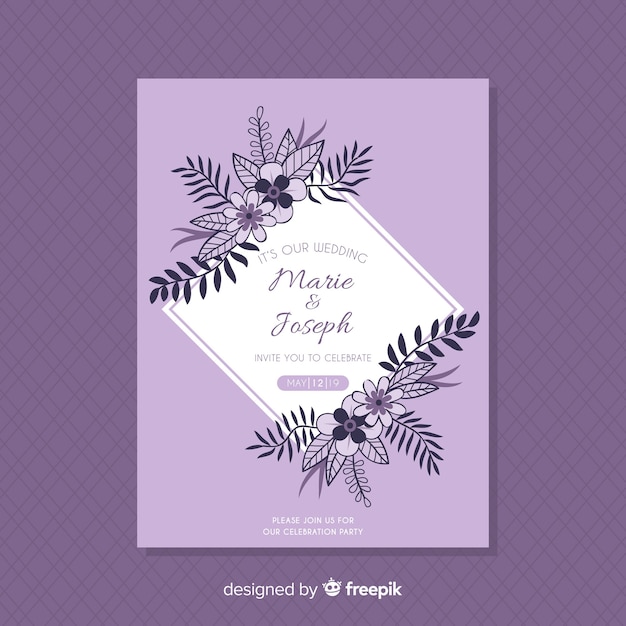 Elegant wedding invitation card template