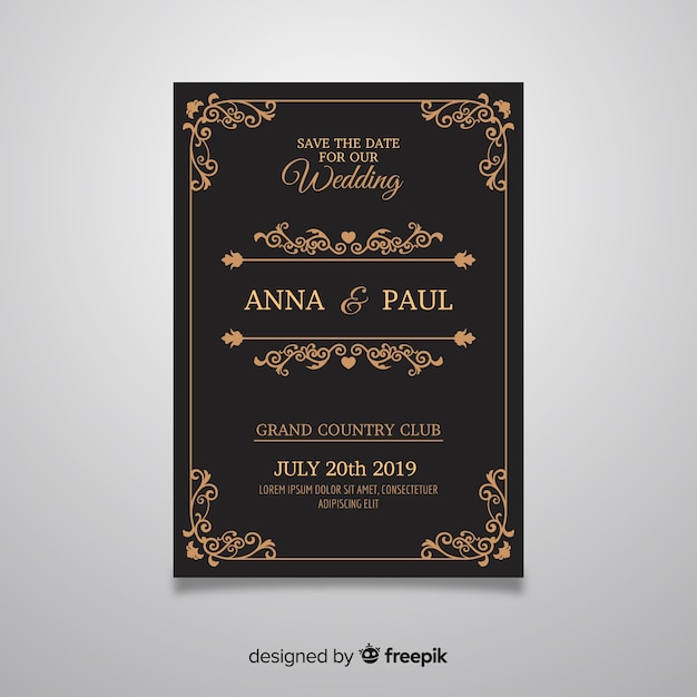 Elegant wedding invitation card template