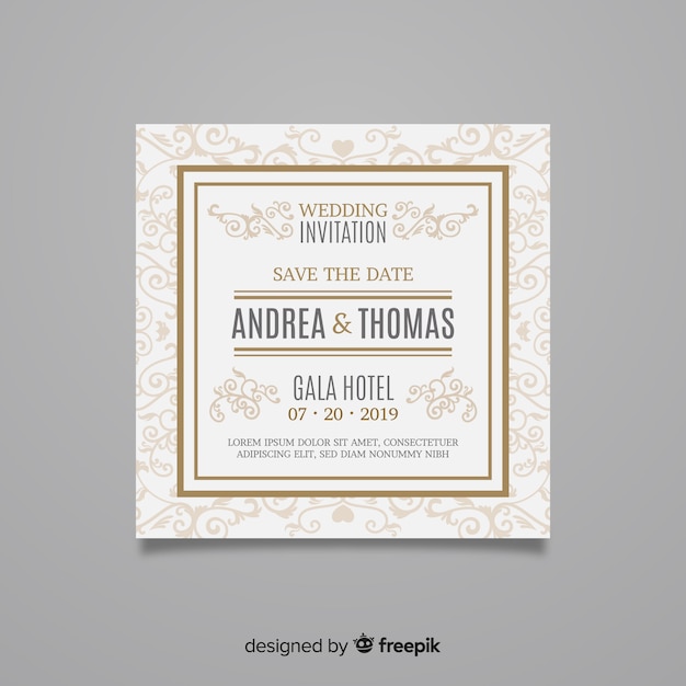 Elegant wedding invitation card template