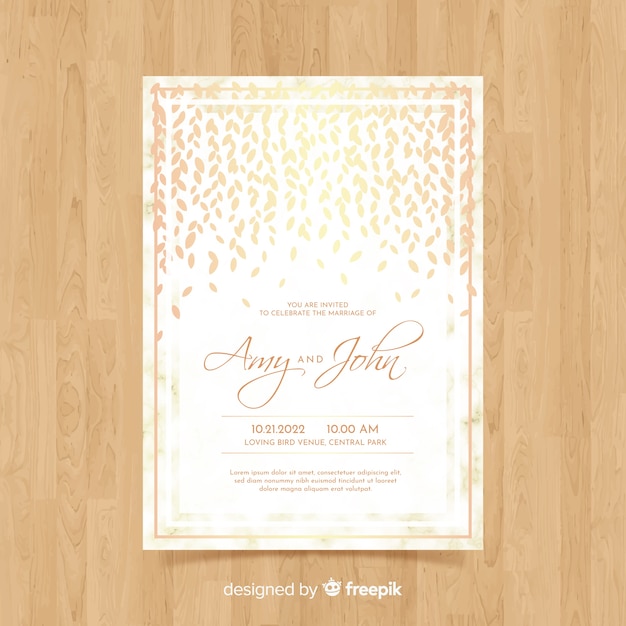 Free vector elegant wedding invitation card template