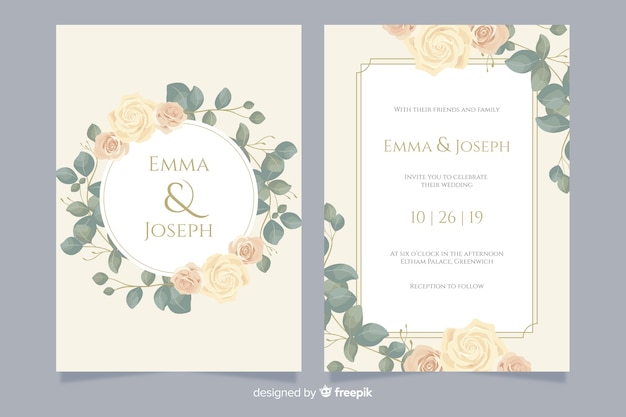 Free vector elegant wedding invitation card template