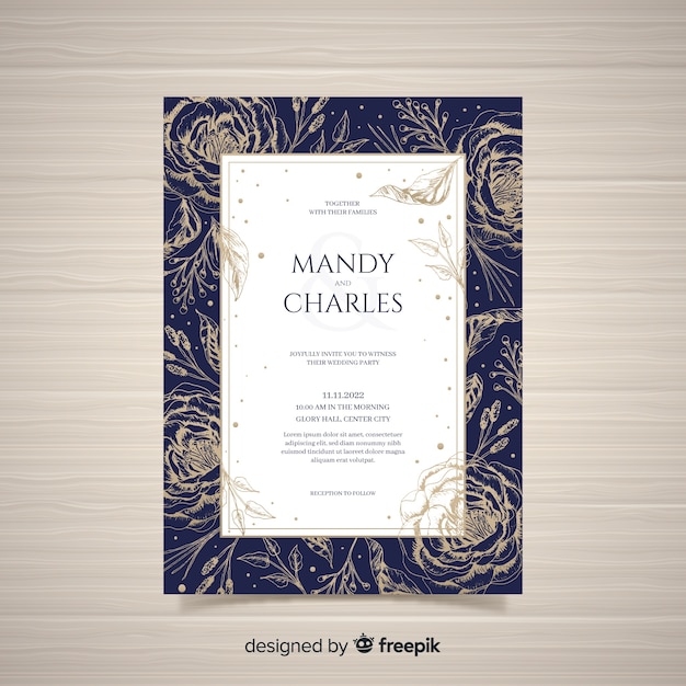 Elegant wedding invitation card template