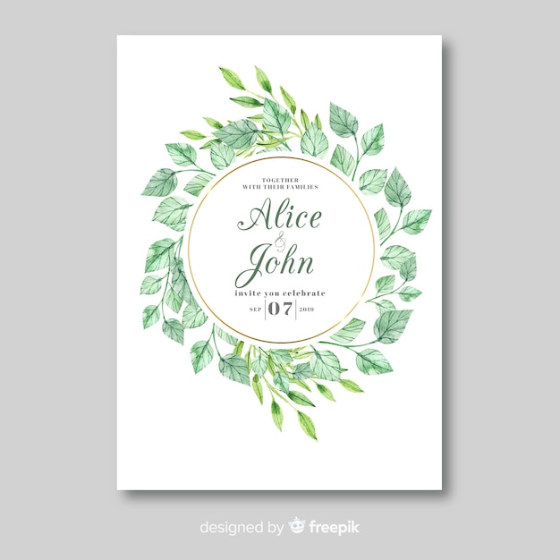 エレガントな結婚式の招待状カードのテンプレート