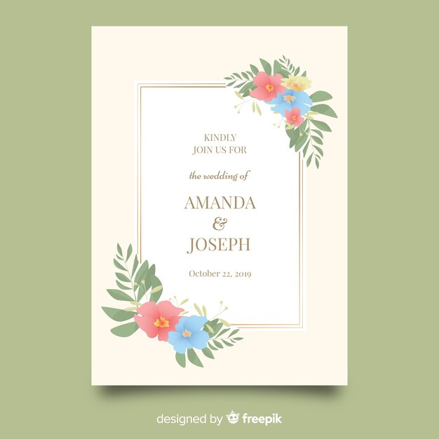 Elegant wedding invitation card template