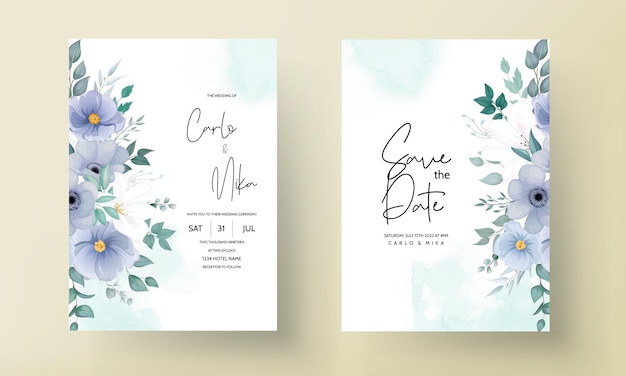 Elegant wedding invitation card with beautiful floral ornaments