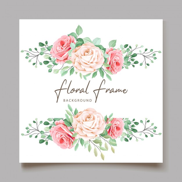 아름다운 꽃과 우아한 결혼식 초대 카드