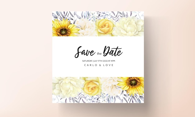 Elegante carta di invito a nozze con acquerello floreale Vettore gratuito