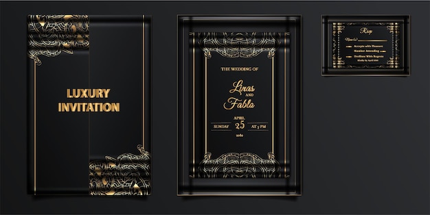 Free vector elegant wedding invitation cards set