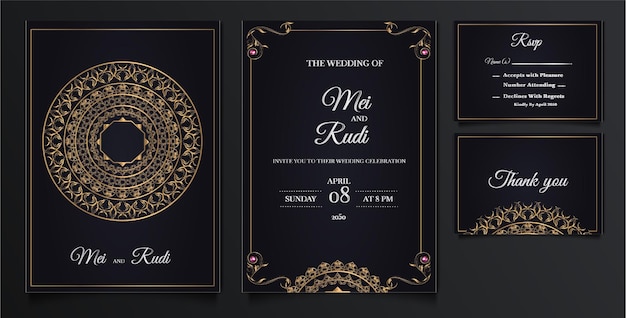 Set di carte invito matrimonio elegante