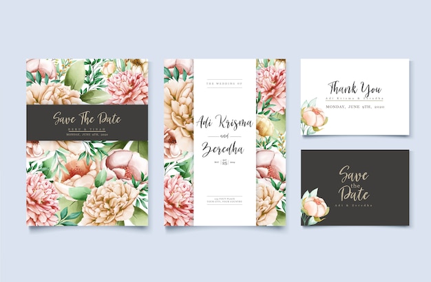 Free vector elegant wedding invitation design with floral motif