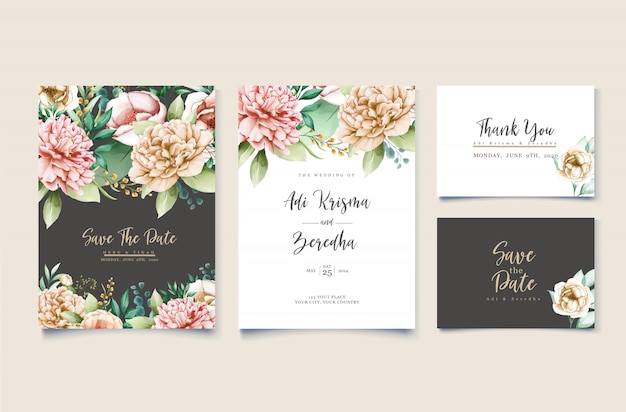 Free vector elegant wedding invitation design with floral motif